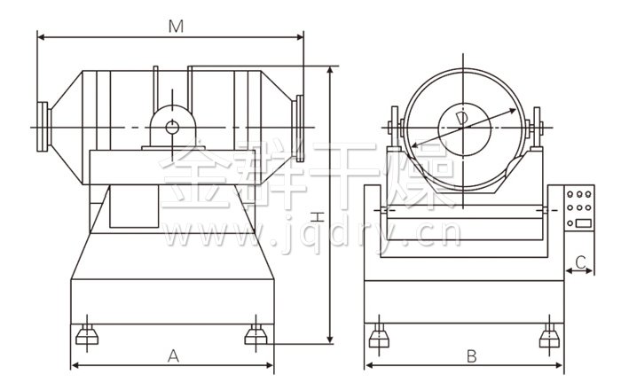 二維運(yùn)動混合機(jī)結(jié)構(gòu)示意圖